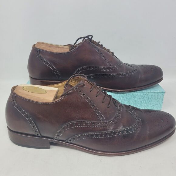 Leather Wingtips Italy Oxford Bespoke Mens Cordovan Vero Curio Dress Shoes Sz 10 main image 5